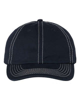 Valucap VC300A Bio-Washed Classic Dad Hat #color_Navy/ Stone Stitch