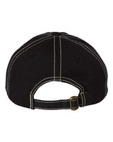 Valucap VC300A Bio-Washed Classic Dad Hat #color_Black/ Stone Stitch