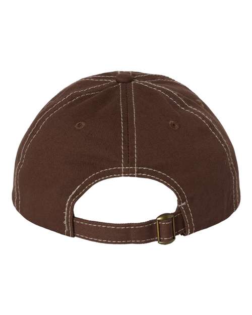 Valucap VC300A Bio-Washed Classic Dad Hat #color_Brown/ Stone Stitch