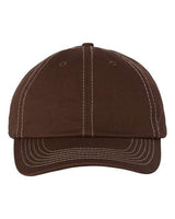 Valucap VC300A Bio-Washed Classic Dad Hat #color_Brown/ Stone Stitch