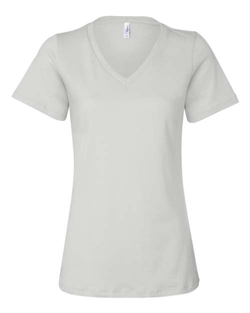 Bella + Canvas 6405 Ladies' Relaxed Jersey V-Neck T-Shirt #color_WHITE