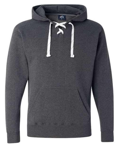 J America JA8830 Adult Sport Lace Hooded Sweatshirt #color_CHARCOAL HEATHER