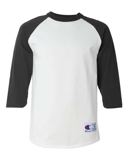 Champion T1397 Adult Raglan T-Shirt #color_WHITE/ BLACK