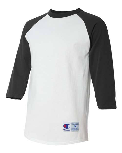 Champion T1397 Adult Raglan T-Shirt #color_WHITE/ BLACK