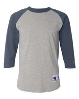 Champion T1397 Adult Raglan T-Shirt #color_OXFRD GREY/ NAVY