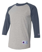 Champion T1397 Adult Raglan T-Shirt #color_OXFRD GREY/ NAVY