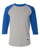 Champion T1397 Adult Raglan T-Shirt #color_OXF GRY/ TM BLUE