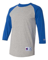 Champion T1397 Adult Raglan T-Shirt #color_OXF GRY/ TM BLUE