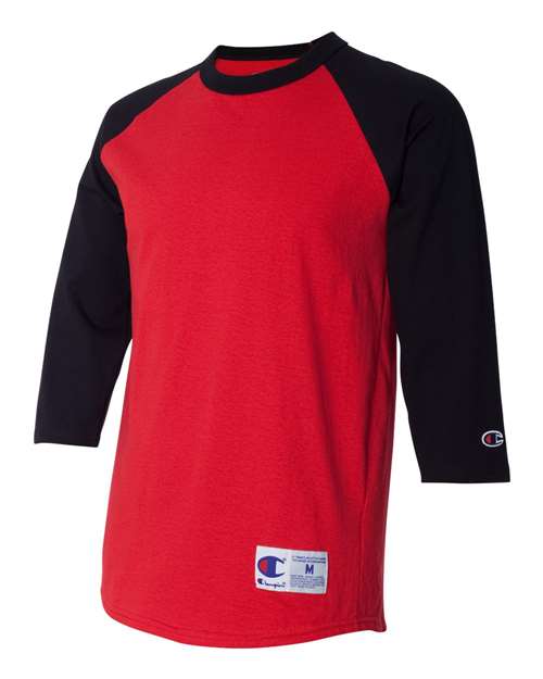 Champion T1397 Adult Raglan T-Shirt #color_SCARLET/ BLACK