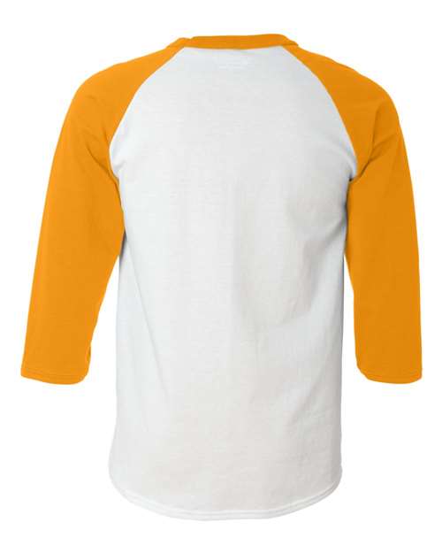 Champion T1397 Adult Raglan T-Shirt #color_WHITE/ C GOLD