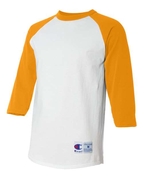 Champion T1397 Adult Raglan T-Shirt #color_WHITE/ C GOLD