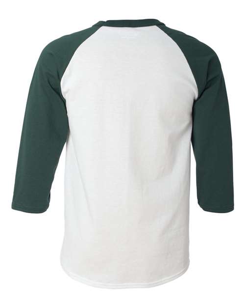 Champion T1397 Adult Raglan T-Shirt #color_WHITE/ DRK GREEN