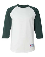 Champion T1397 Adult Raglan T-Shirt #color_WHITE/ DRK GREEN