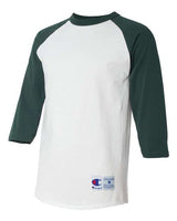 Champion T1397 Adult Raglan T-Shirt #color_WHITE/ DRK GREEN