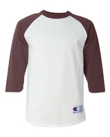 Champion T1397 Adult Raglan T-Shirt #color_WHITE/ MAROON