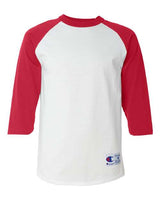 Champion T1397 Adult Raglan T-Shirt #color_WHITE/ SCARLET