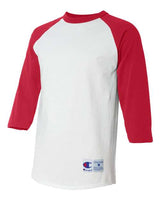 Champion T1397 Adult Raglan T-Shirt #color_WHITE/ SCARLET