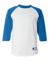 Champion T1397 Adult Raglan T-Shirt #color_WHITE/ TEAM BLUE