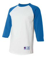 Champion T1397 Adult Raglan T-Shirt #color_WHITE/ TEAM BLUE