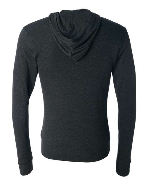 Bella + Canvas 3939 Unisex Triblend Full-Zip Lightweight Hoodie #color_CHAR-BLACK TRIB