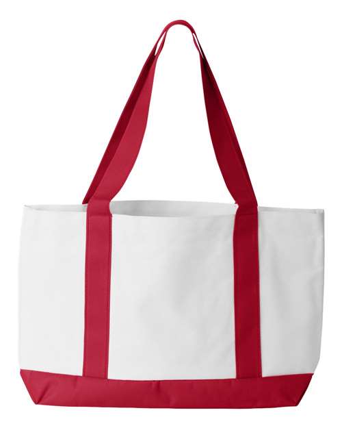 Liberty Bags 7002 P & O Cruiser Tote #color_WHITE/ RED