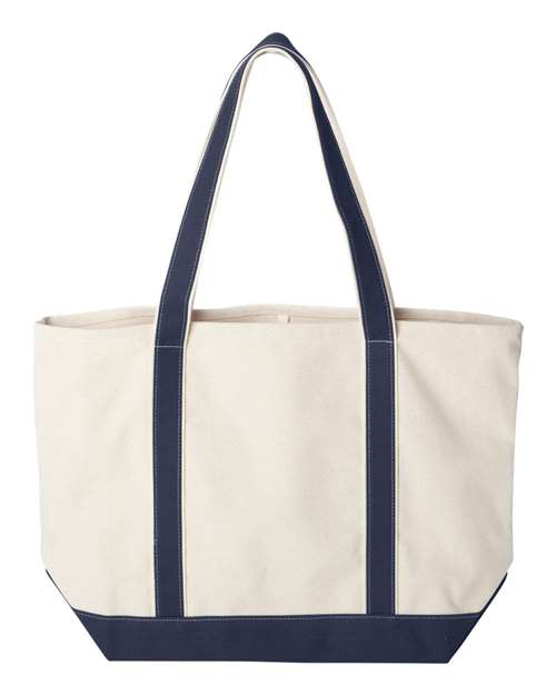 Liberty Bags 8872 Carmel Classic XL Cotton Canvas Boat Tote #color_NATURAL/ NAVY
