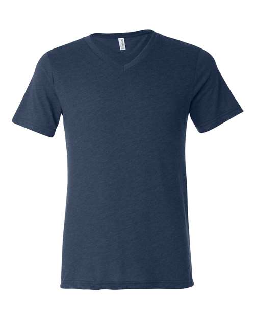 Bella + Canvas 3415C Unisex Triblend V-Neck T-Shirt #color_NAVY TRIBLEND