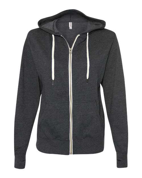 Independent Trading Co. PRM90HTZ Heathered French Terry Full-Zip Hooded Sweatshirt #color_Charcoal Heather