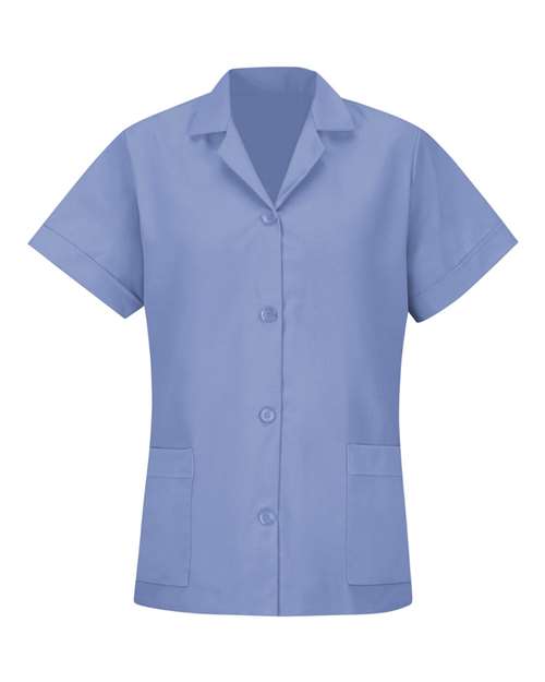 Red Kap TP23 Women's Loose Fit Short Sleeve Button Smock #color_Light Blue