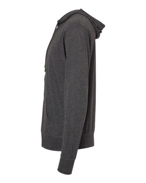 Independent Trading Co. SS150JZ Lightweight Jersey Full-Zip Hooded T-Shirt #color_Charcoal Heather