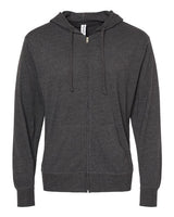 Independent Trading Co. SS150JZ Lightweight Jersey Full-Zip Hooded T-Shirt #color_Charcoal Heather