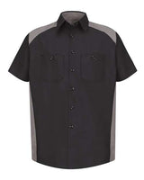 Red Kap SP28 Short Sleeve Motorsports Shirt #color_Black/ Silver