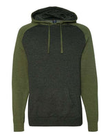 Independent Trading Co. IND40RP Raglan Hooded Sweatshirt #color_Charcoal Heather/ Army Heather