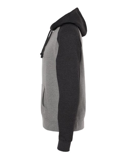 Independent Trading Co. IND40RP Raglan Hooded Sweatshirt #color_Gunmetal Heather/ Charcoal Heather