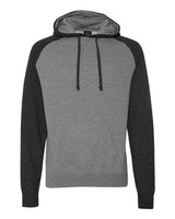 Independent Trading Co. IND40RP Raglan Hooded Sweatshirt #color_Gunmetal Heather/ Charcoal Heather