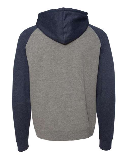 Independent Trading Co. IND40RP Raglan Hooded Sweatshirt #color_Gunmetal Heather/ Classic Navy Heather
