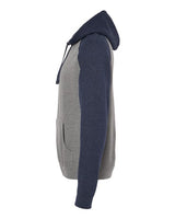 Independent Trading Co. IND40RP Raglan Hooded Sweatshirt #color_Gunmetal Heather/ Classic Navy Heather