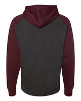 Independent Trading Co. IND40RP Raglan Hooded Sweatshirt #color_Charcoal Heather/ Burgundy Heather
