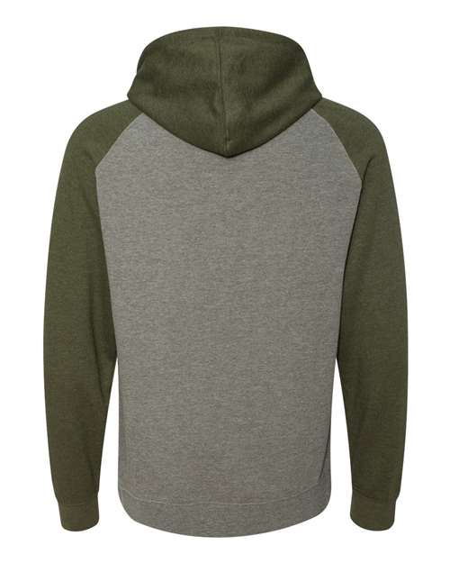 Independent Trading Co. IND40RP Raglan Hooded Sweatshirt #color_Gunmetal Heather/ Army Heather