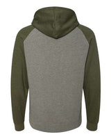 Independent Trading Co. IND40RP Raglan Hooded Sweatshirt #color_Gunmetal Heather/ Army Heather