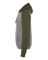 Independent Trading Co. IND40RP Raglan Hooded Sweatshirt #color_Gunmetal Heather/ Army Heather