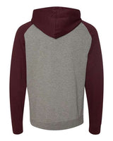 Independent Trading Co. IND40RP Raglan Hooded Sweatshirt #color_Gunmetal Heather/ Burgundy Heather