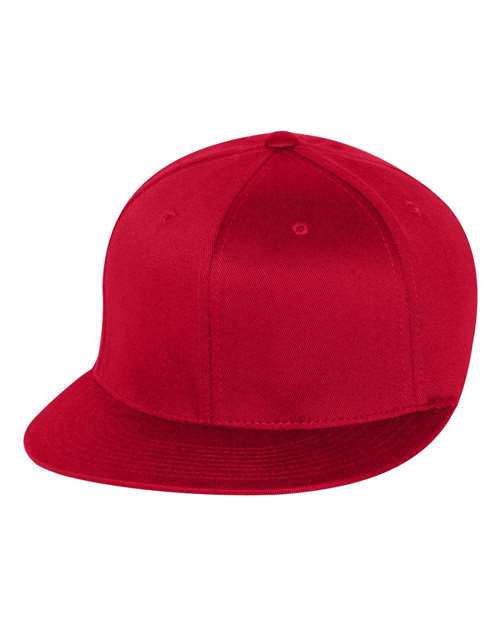 Flexfit 6297F Adult Wooly Twill Pro Baseball On-Field Shape Cap with Flat Bill #color_RED