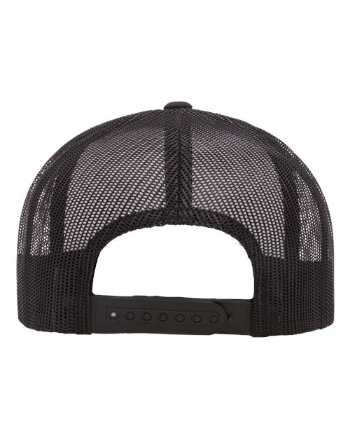 Yupoong 6006W Adult Classic Trucker with White Front Panel Hat #color_BLACK/ WHT/ BLK