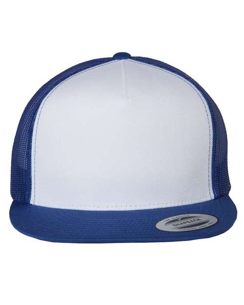 Yupoong 6006W Adult Classic Trucker with White Front Panel Hat #color_ROYAL/ WHT/ ROYL