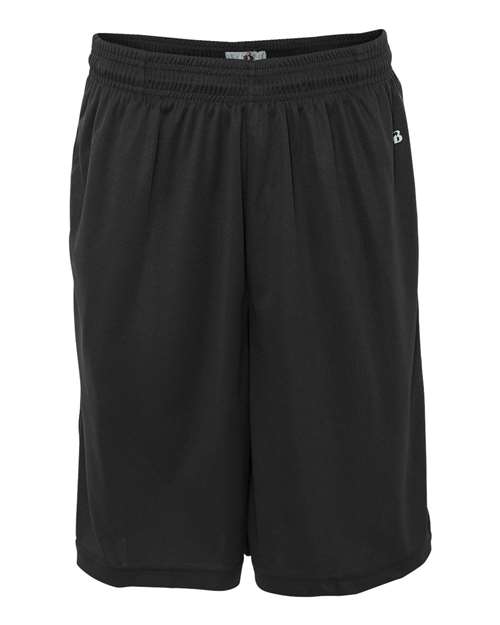 "Badger 4119 B-Core 10" Shorts with Pockets #color_Black"