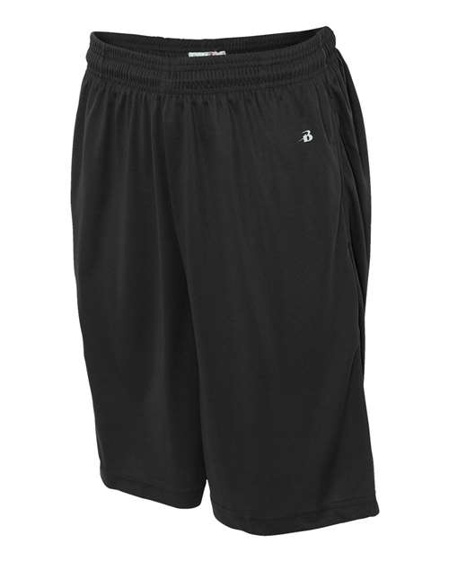 "Badger 4119 B-Core 10" Shorts with Pockets #color_Black"