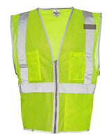 Kishigo 1507 Premium Brilliant Series Three-Pocket Zippered Mesh Vest #color_Lime