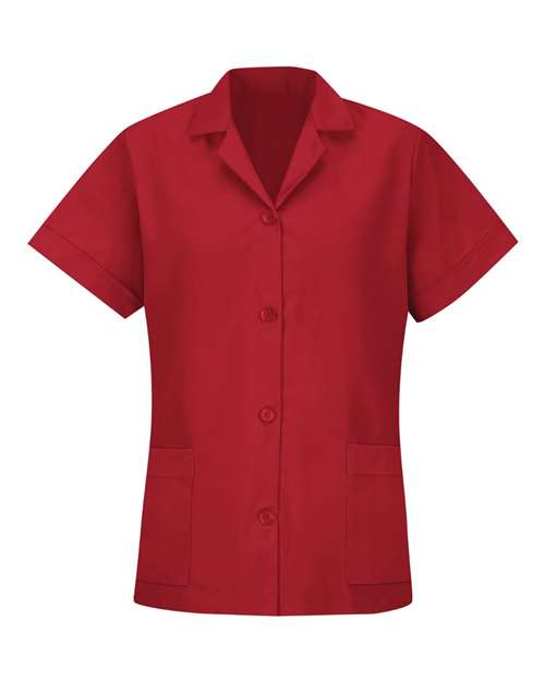 Red Kap TP23 Women's Loose Fit Short Sleeve Button Smock #color_Red