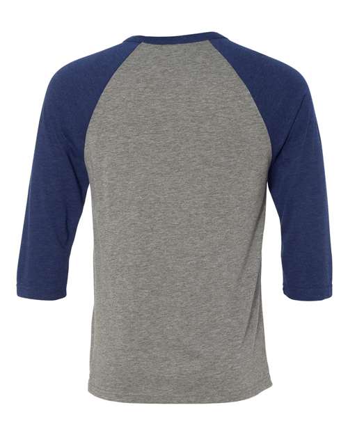 Bella + Canvas 3200 Unisex 3/4-Sleeve Baseball T-Shirt #color_GREY/ NAVY TRB